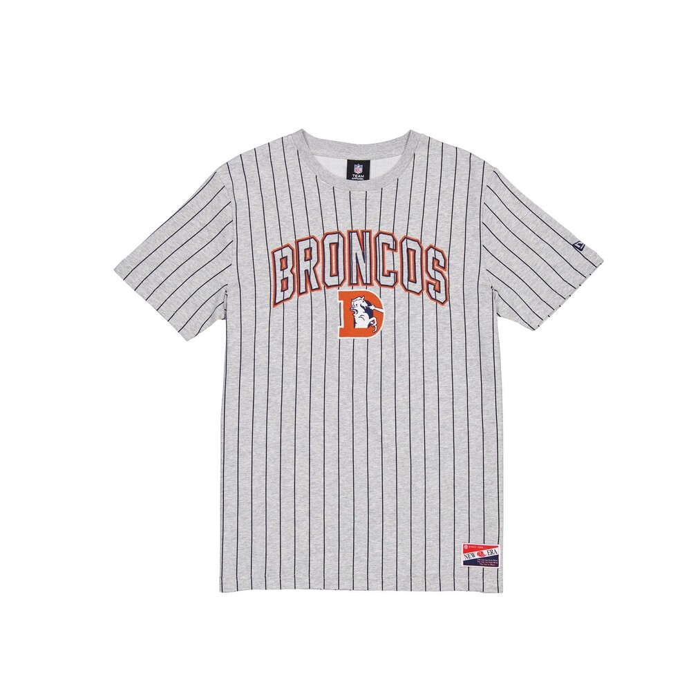 New Era Denver Broncos Throwback Gray Pinstripe T-Shirt - Size XL